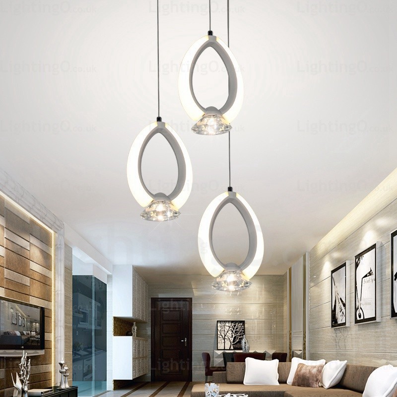 1 Light Modern Contemporary Pendant Light with Crystal Shade