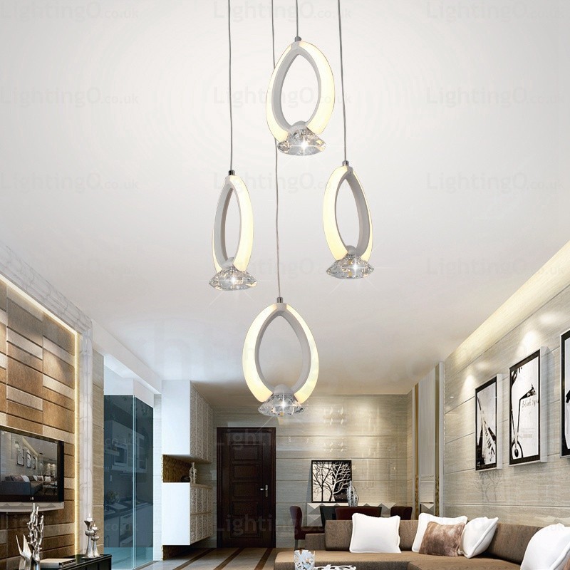 1 Light Modern Contemporary Pendant Light with Crystal Shade