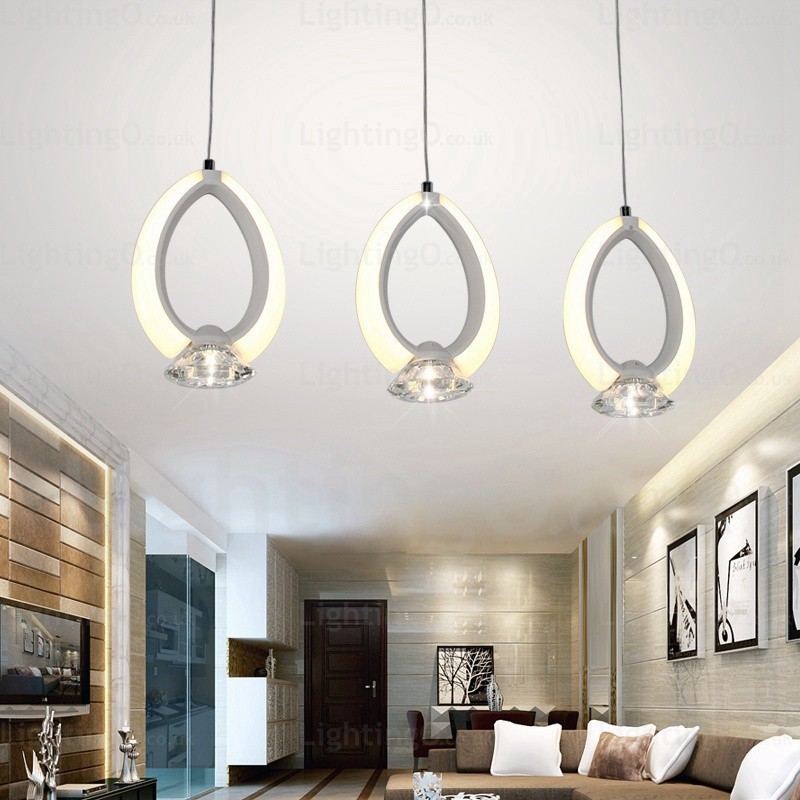 1 Light Modern Contemporary Pendant Light with Crystal Shade