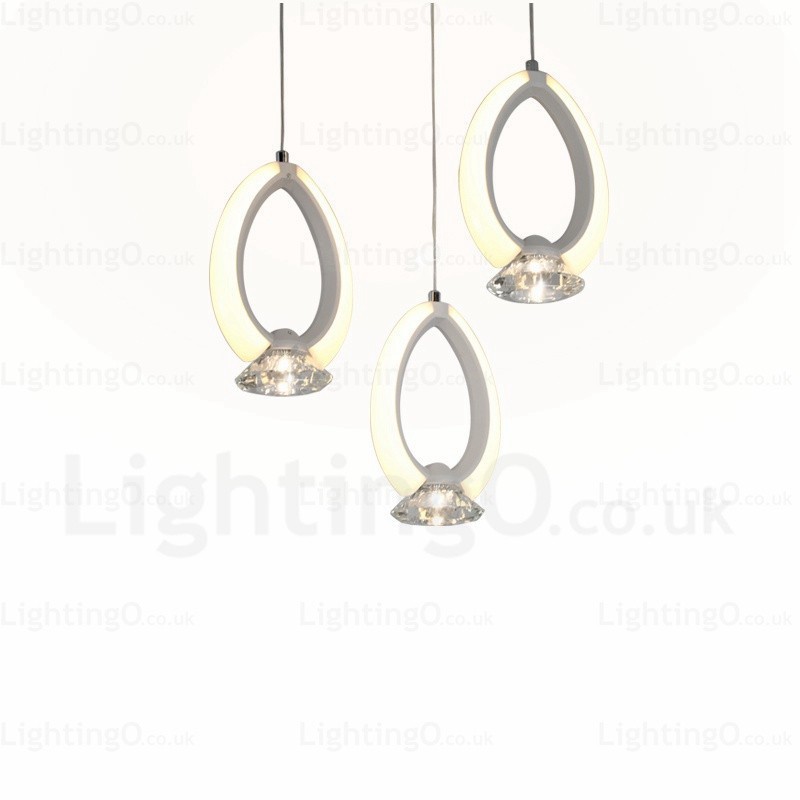 1 Light Modern Contemporary Pendant Light with Crystal Shade