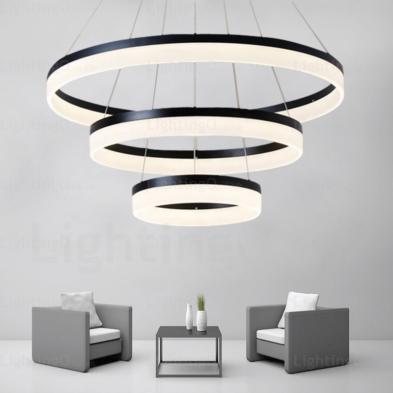 Wi Fi Smart Dimmable 3 Rings Modern Contemporary Pendant Light with Acrylic Shade