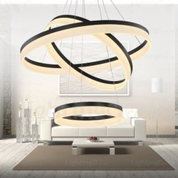 Wi Fi Smart Dimmable 3 Rings Modern Contemporary Pendant Light with Acrylic Shade