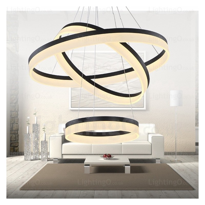Wi Fi Smart Dimmable 3 Rings Modern Contemporary Pendant Light with Acrylic Shade