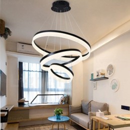 Wi Fi Smart Dimmable 3 Rings Modern Contemporary Pendant Light with Acrylic Shade