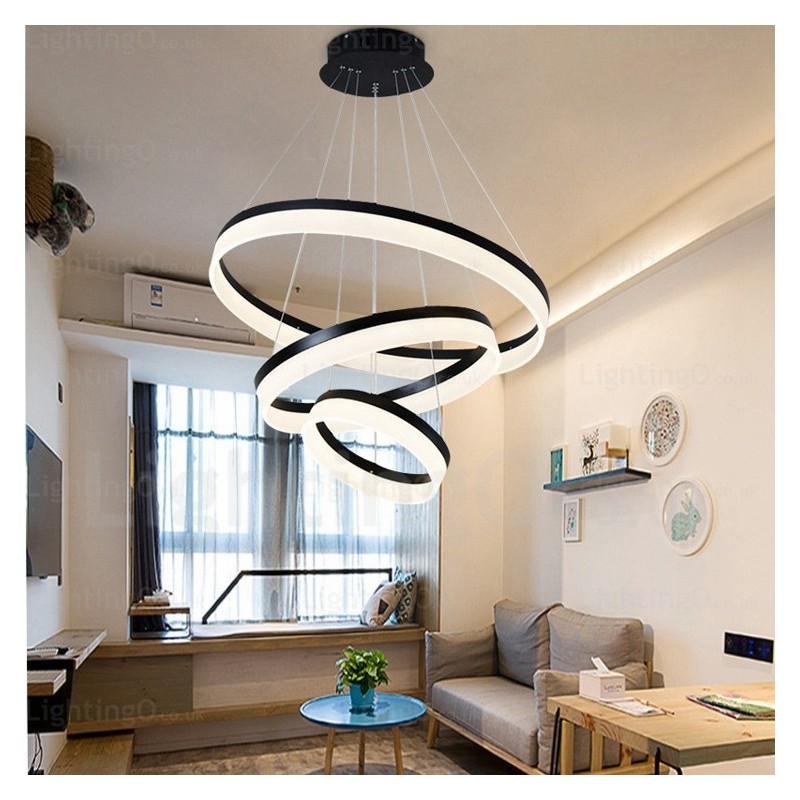 Wi Fi Smart Dimmable 3 Rings Modern Contemporary Pendant Light with Acrylic Shade