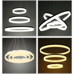 Wi Fi Smart Dimmable 3 Rings Modern Contemporary Pendant Light with Acrylic Shade