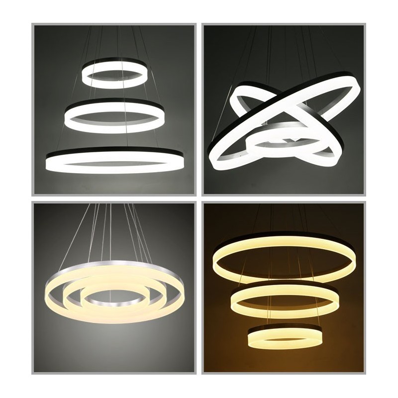 Wi Fi Smart Dimmable 3 Rings Modern Contemporary Pendant Light with Acrylic Shade