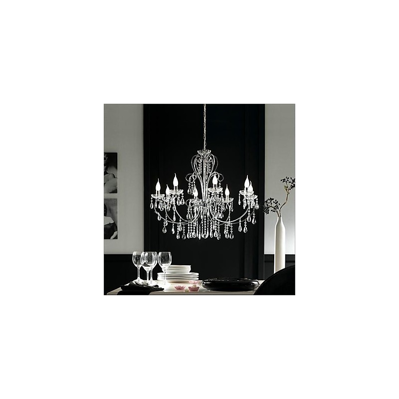 Traditional Classic Crystal Chrome Metal Chandelier