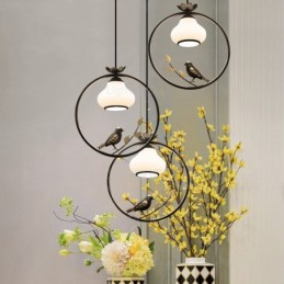 1 Light Country Rustic Rural Pendant Light with Glass Shade