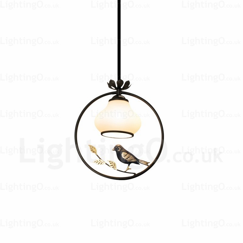 1 Light Country Rustic Rural Pendant Light with Glass Shade
