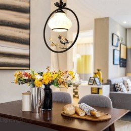 1 Light Country Rustic Rural Pendant Light with Glass Shade