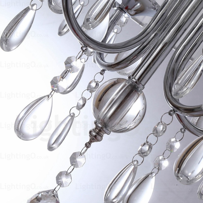 1 Light Modern Contemporary Pendant Light with Crystal Shade