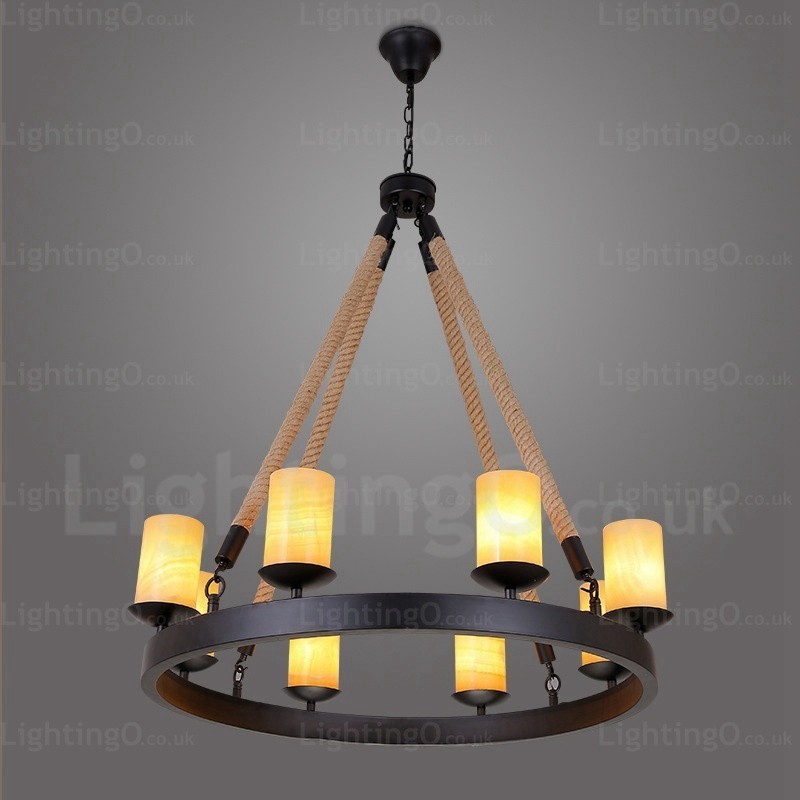 8 Light Vintage Retro Pendant Light with Marble Shade