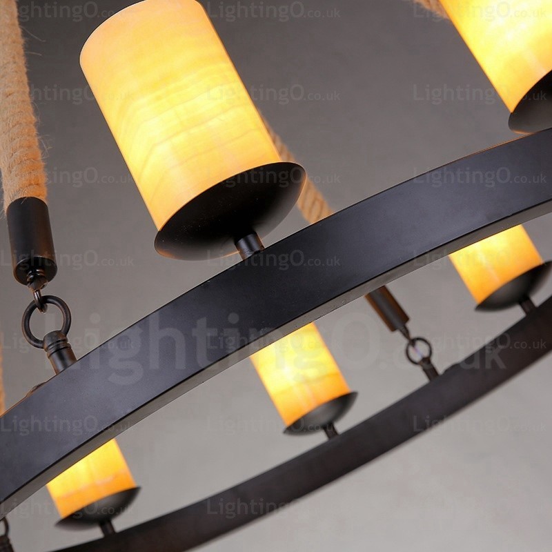 8 Light Vintage Retro Pendant Light with Marble Shade