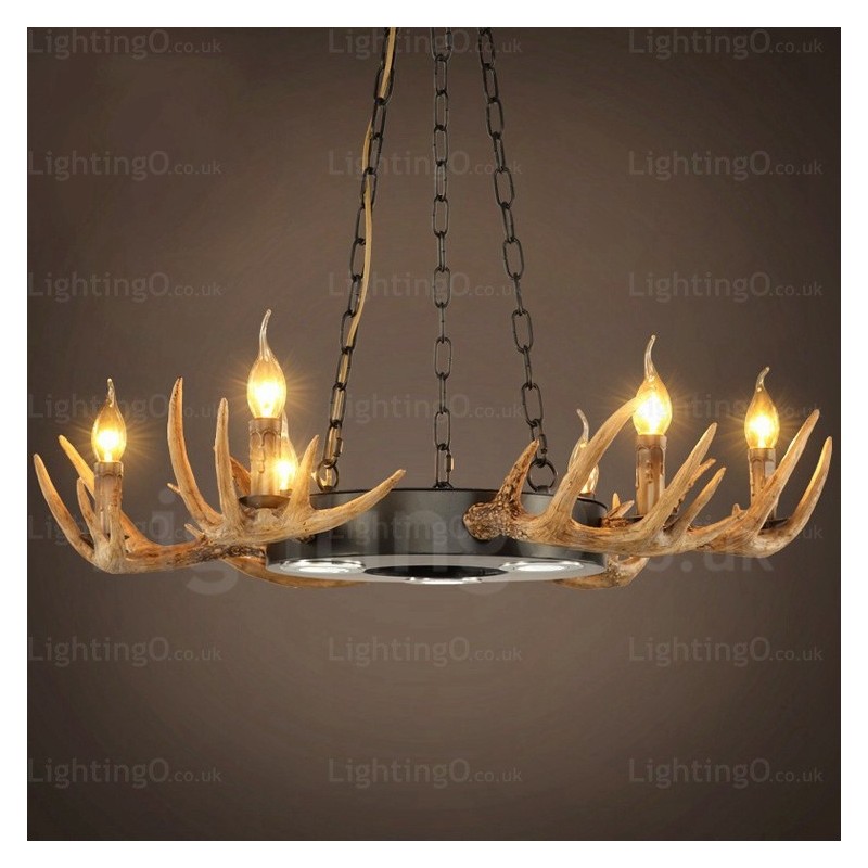 9 Light Vintage Retro Rustic Antler Chandelier Pendant Light