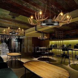 9 Light Vintage Retro Rustic Antler Chandelier Pendant Light