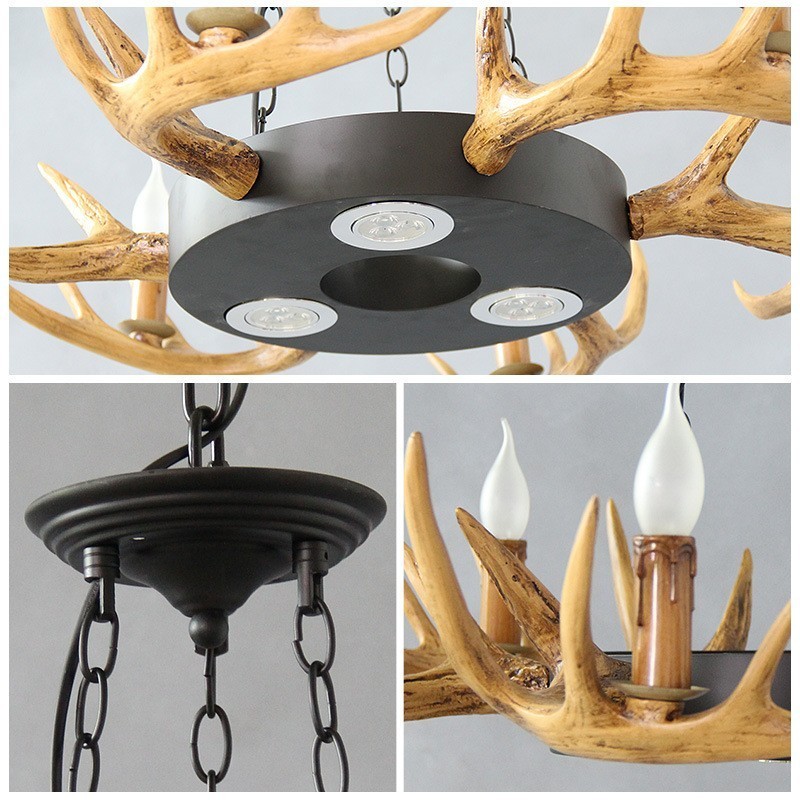 9 Light Vintage Retro Rustic Antler Chandelier Pendant Light