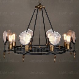 6 Light Vintage Retro Pendant Light with Glass Shade