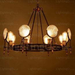 6 Light Vintage Retro Pendant Light with Glass Shade