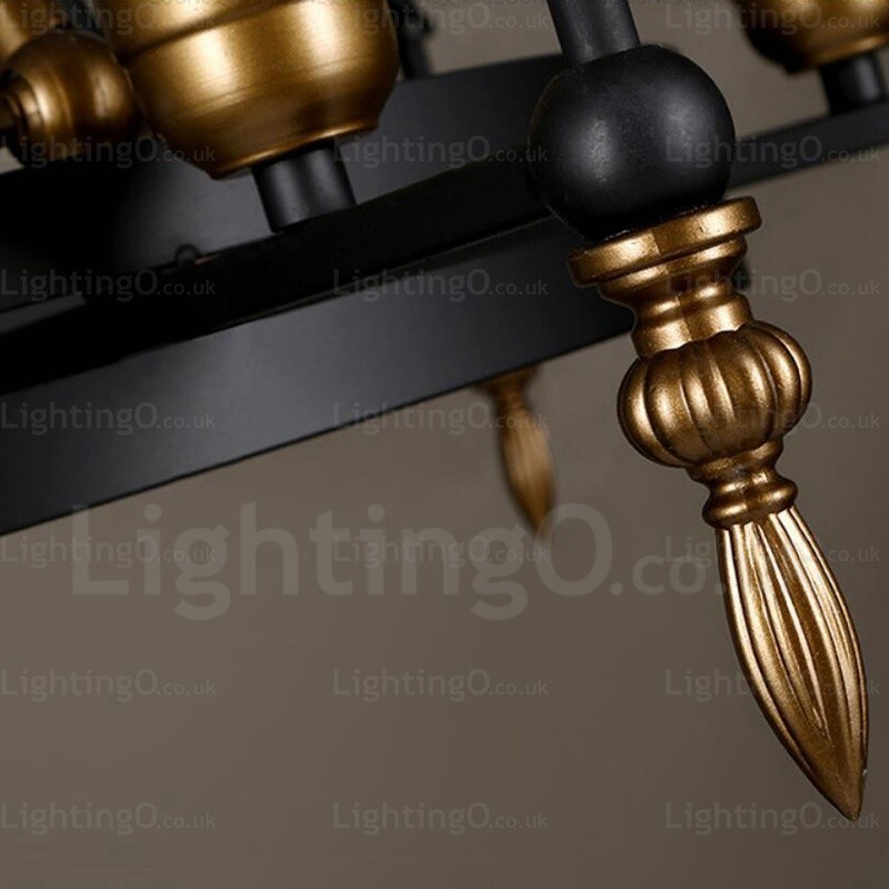 6 Light Vintage Retro Pendant Light with Glass Shade