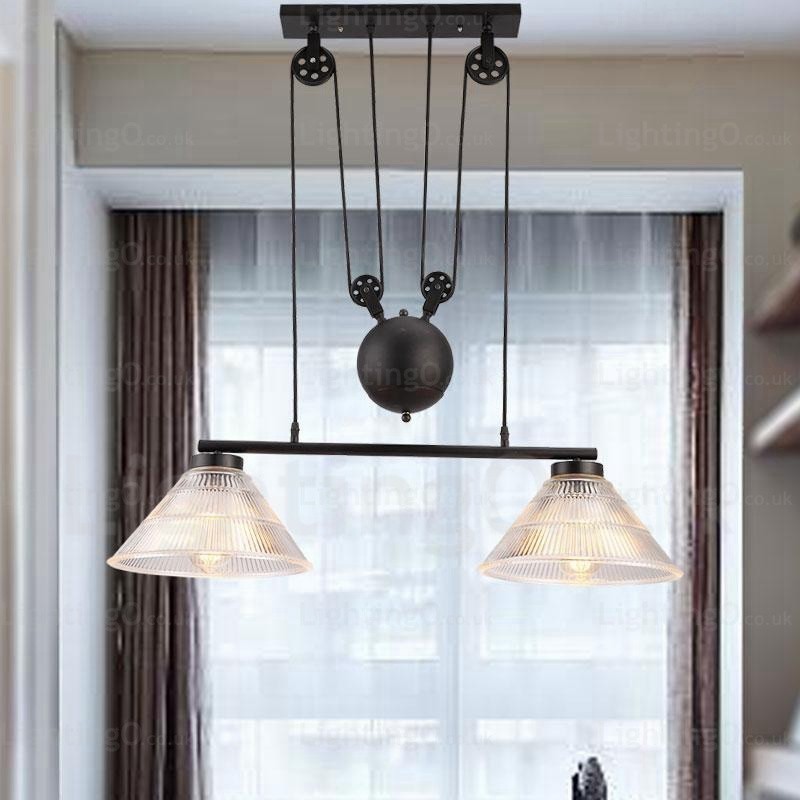 2 Light Modern Contemporary Pendant Light with Glass Shade