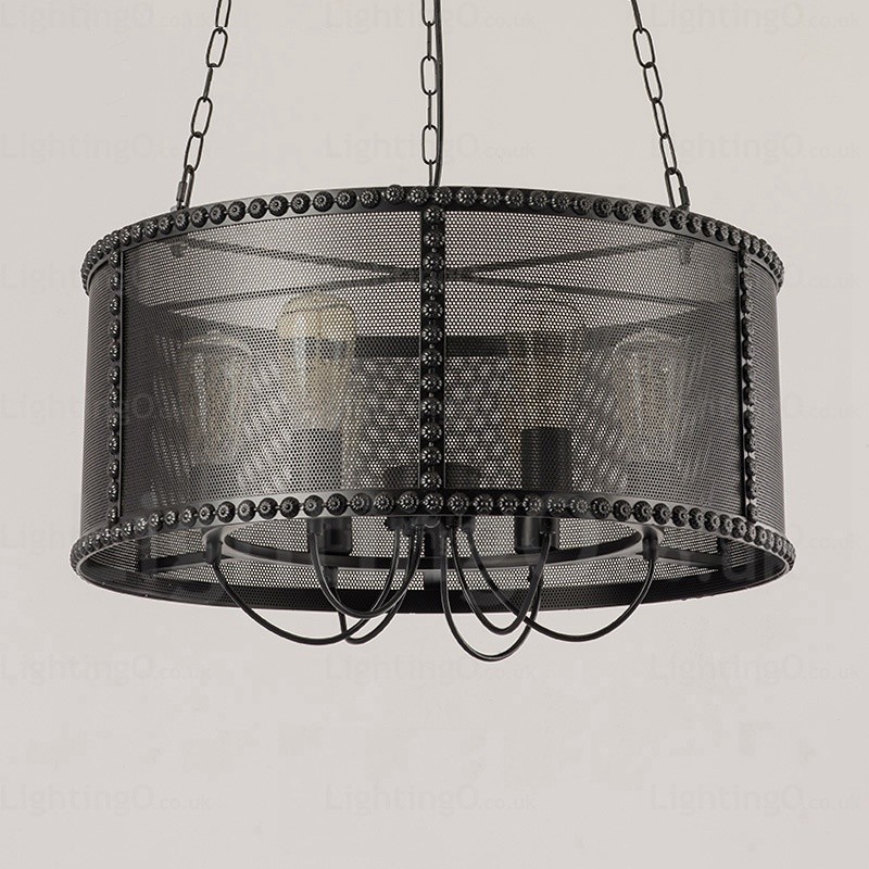 6 Light Vintage Retro Pendant Light with Stainless Steel Shade