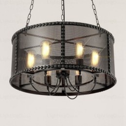 6 Light Vintage Retro Pendant Light with Stainless Steel Shade