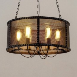 6 Light Vintage Retro Pendant Light with Stainless Steel Shade