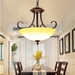 3 Light Country Rustic Pendant Light with Glass Shade