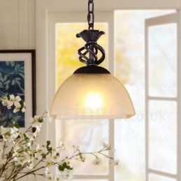 1 Light Country Rustic Pendant Light with Glass Shade