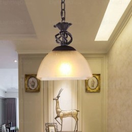 1 Light Country Rustic Pendant Light with Glass Shade
