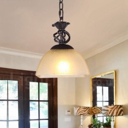 1 Light Country Rustic Pendant Light with Glass Shade