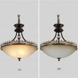 3 Light Country Rustic Pendant Light with Glass Shade