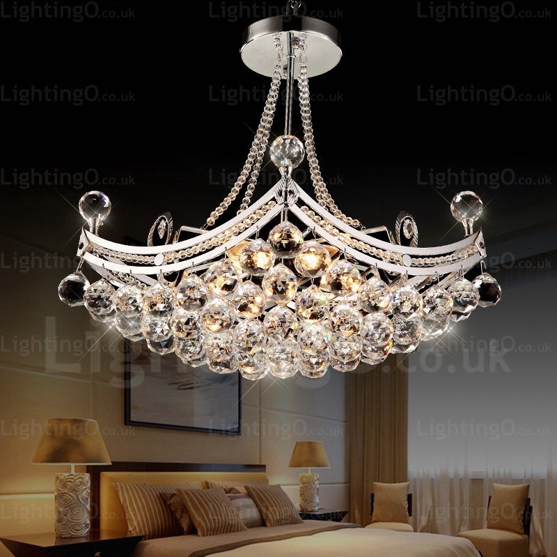 5 Light Modern Contemporary Pendant Light with Crystal Shade