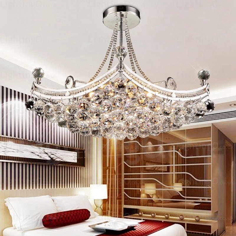 5 Light Modern Contemporary Pendant Light with Crystal Shade