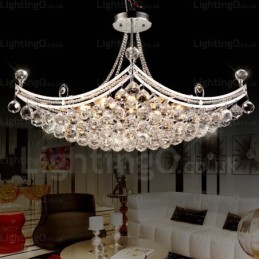 5 Light Modern Contemporary Pendant Light with Crystal Shade
