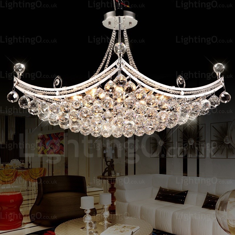 5 Light Modern Contemporary Pendant Light with Crystal Shade
