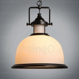 1 Light Country Rustic Pendant Light with Glass Shade