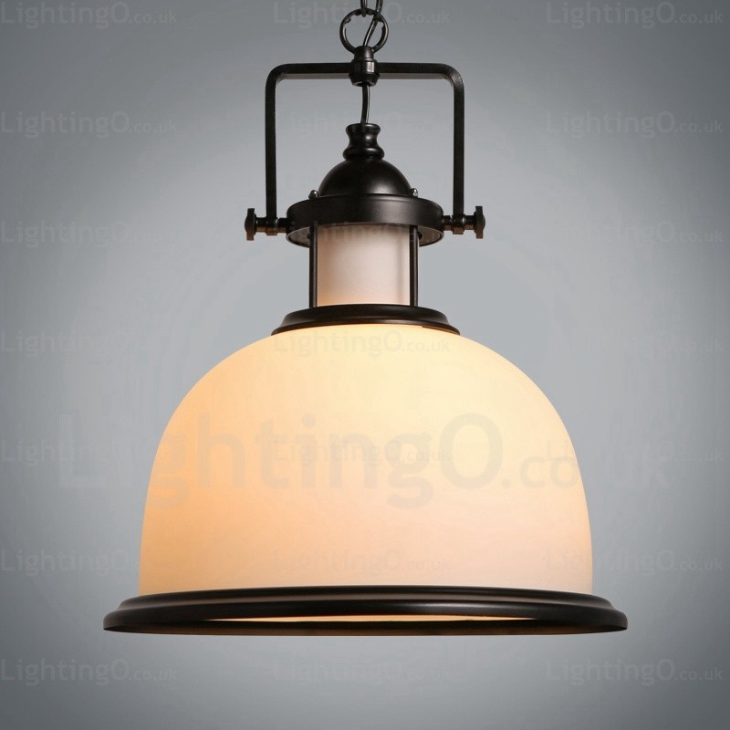 1 Light Country Rustic Pendant Light with Glass Shade