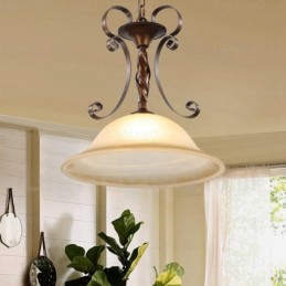 1 Light Country Rustic Pendant Light with Glass Shade