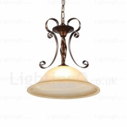 1 Light Country Rustic Pendant Light with Glass Shade