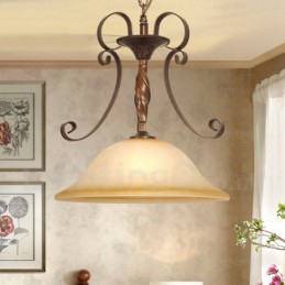 1 Light Country Rustic Pendant Light with Glass Shade