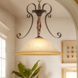 1 Light Country Rustic Pendant Light with Glass Shade