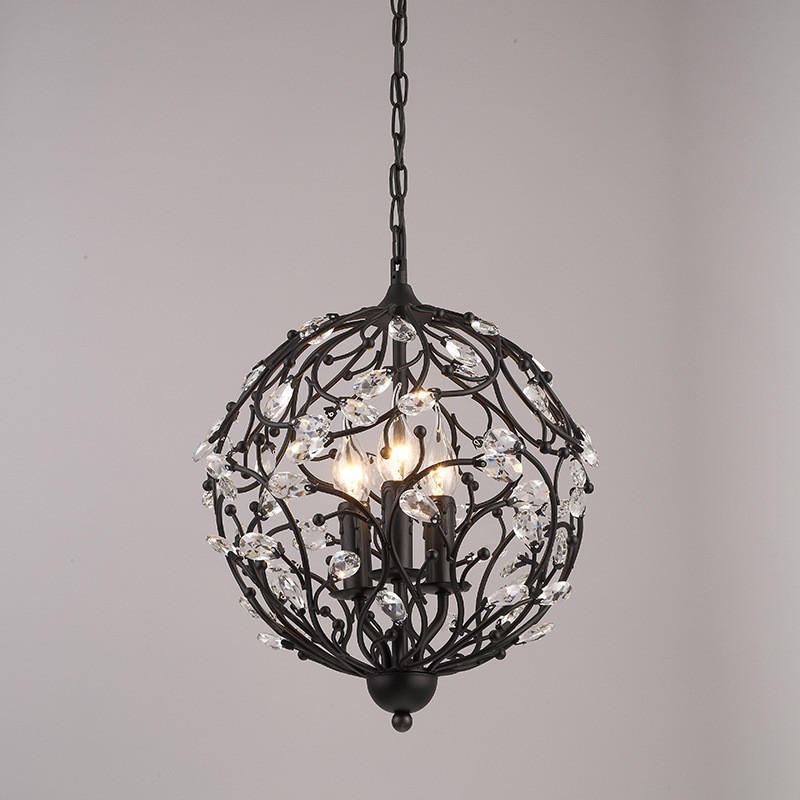 3 Light Vintage Retro Globe Crystal Pendant Light