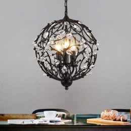 3 Light Vintage Retro Globe Crystal Pendant Light