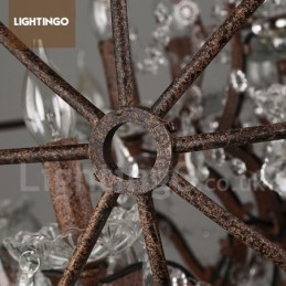 4 Light Diameter 40CM Vintage Crystal Globe Painting Metal Chandelier Rusty Colour Pendant Light