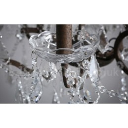 6 Light Diameter 60CM Vintage Crystal Painting Metal Chandelier Rusty Iron Colour Pendant Light