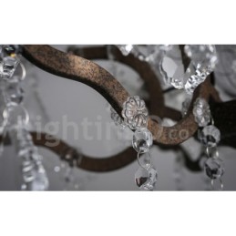 6 Light Diameter 60CM Vintage Crystal Painting Metal Chandelier Rusty Iron Colour Pendant Light