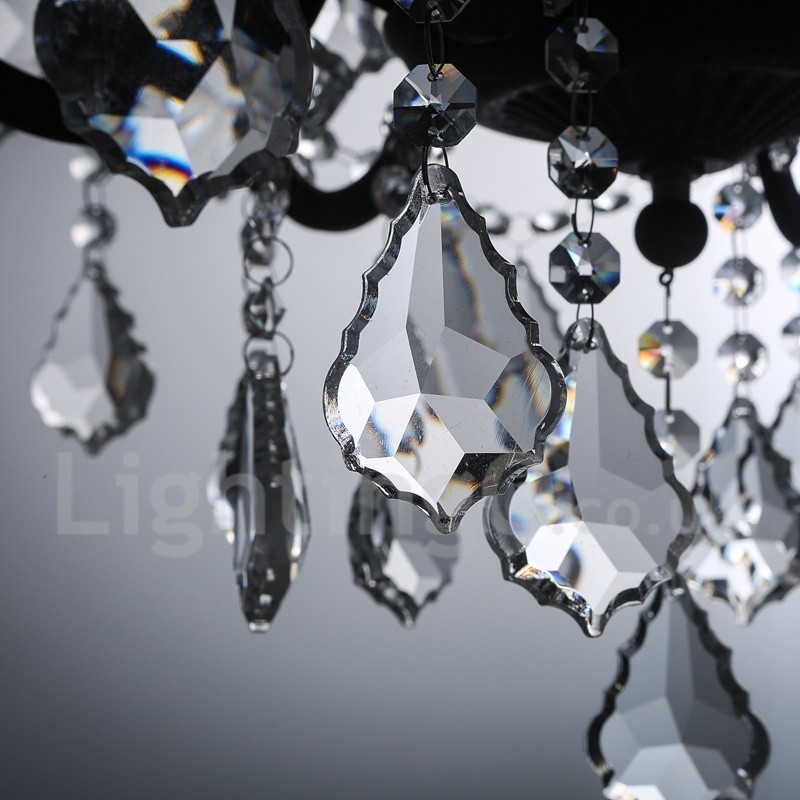 6 Light Diameter 60CM Vintage Crystal Painting Metal Chandelier Rusty Iron Colour Pendant Light