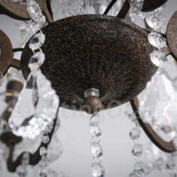 6 Light Diameter 60CM Vintage Crystal Painting Metal Chandelier Rusty Iron Colour Pendant Light